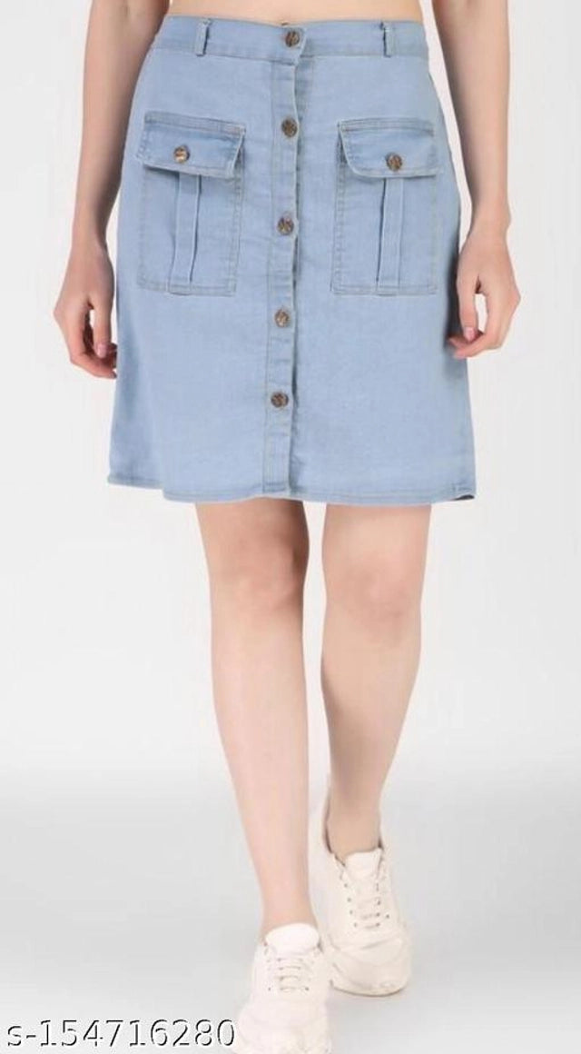 Denim Skirts for Women (Blue, 28)