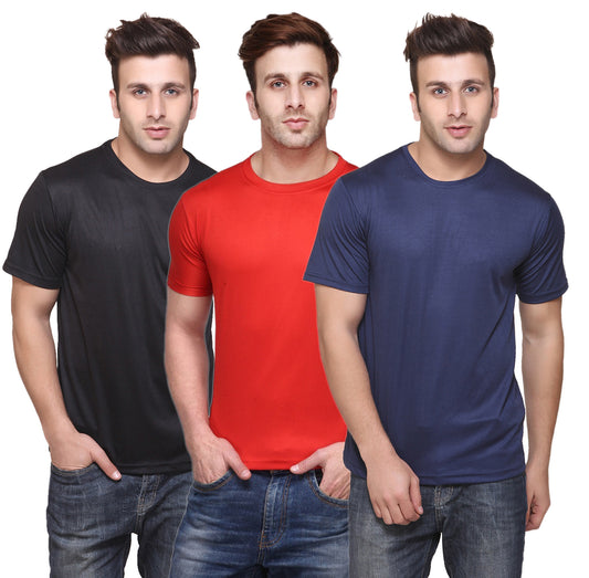 Ketex Round Neck Men's Polyester Blend Dri Fit T-Shirts (Pack of 3)