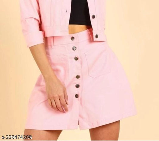 Cotton Blend Skirts for Women (Pink, 32)