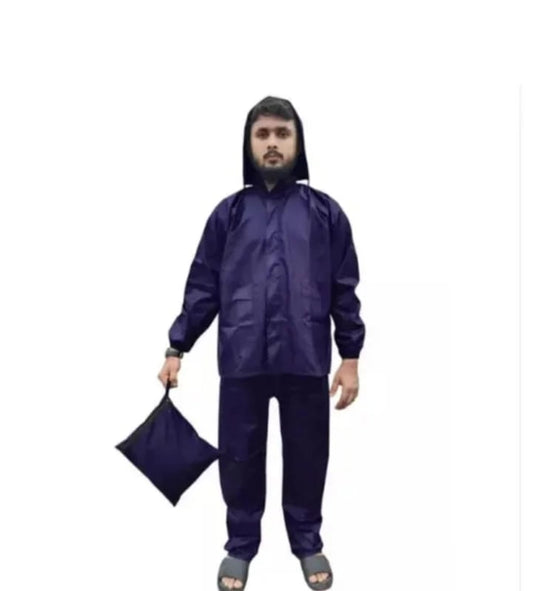 Polyester Solid Rainsuit for Men (Black, XL)