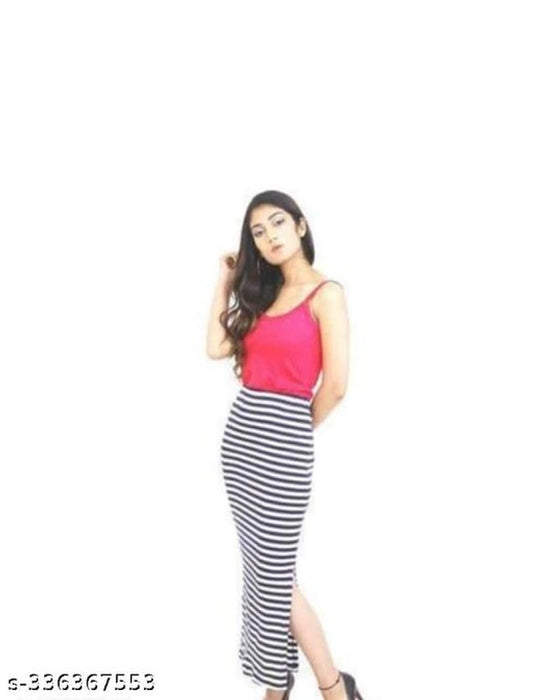 Cotton Blend Skirts for Women (Black & White, 26)