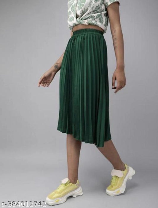 Crepe Skirts for Women (Green, 28)