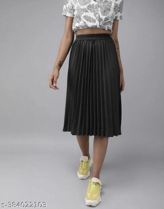 Crepe Skirts for Women (Black, 28)