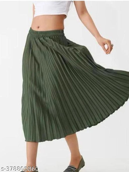 Crepe Skirts for Women (Green, 28)