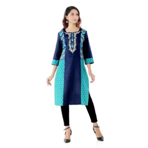 Blended Printed Straight Kurta