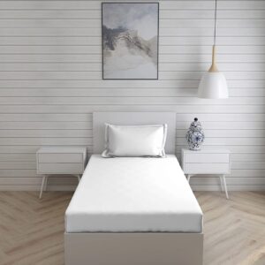 Seasons White Bedsheet for Single Bed, 1 Pillow Cover