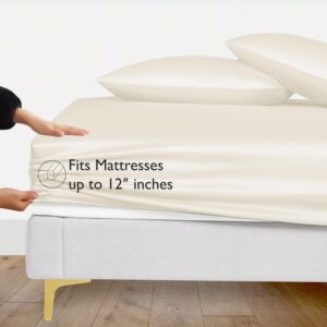 Seasons Bamboo Silk Fitted Ivory Colour Bedsheet