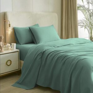 Seasons Aqua Green Bedsheets for King Size Bed & 2 Pillow Covers
