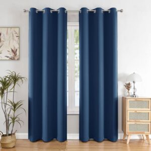 Seasons Room Darkening 7 Feet Door Length Navy Blue Curtains