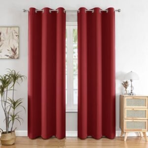 Seasons Room Darkening Maroon Curtains 8 Feet Long Door Drapes