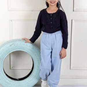Girls Stretchable Denim Sky Blue Pant