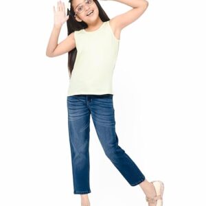 Girls Stretchable Denim Med Blue Pant