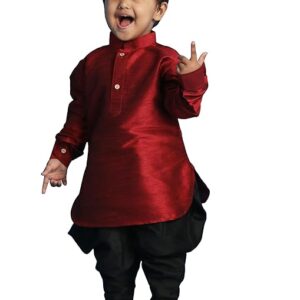 Boys Silk Multicolour Kurta and Dhoti Set
