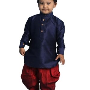 Boys Silk Multicolour Kurta and Dhoti Set