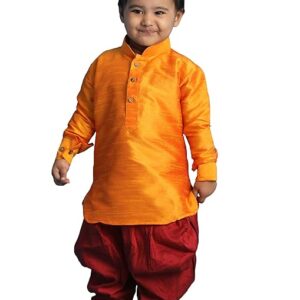 Boys Silk Multicolour Kurta and Dhoti Set