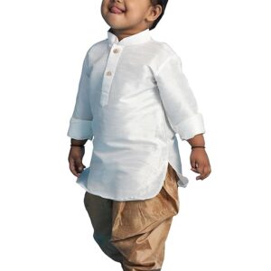 Boys Silk Multicolour Kurta and Dhoti Set