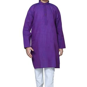 Boys Ethnic Wear Cotton Purple Kurta Pajama Set