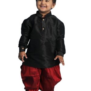 Boys Silk Multicolour Kurta and Dhoti Set
