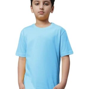 Unisex Boys & Girls Plain Sky Blue T-Shirt