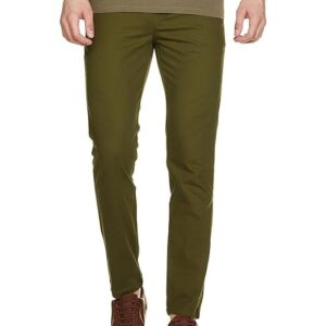 Men Casual Cotton Dark Olive Pants
