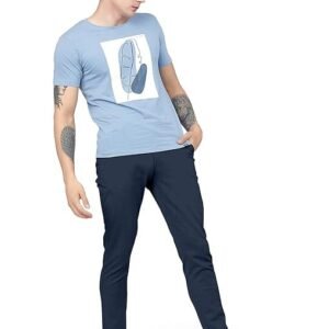 Men Plain Regular Fit Navy Blue Pant