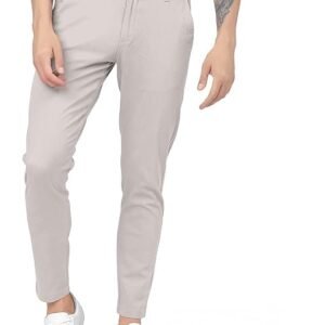 Men Plain Regular Fit Off White Pant