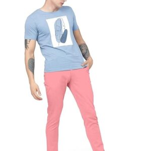 Men Plain Regular Fit Pink Pant