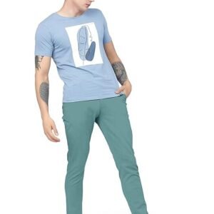 Men Plain Regular Fit Sky Blue Pant
