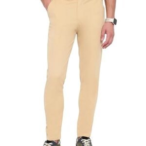 Men Regular Casual Beige Pants
