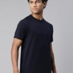 Men Regular Fit Navy Blue T-Shirt