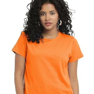 Women Stylish Plain Orange Crop Top