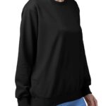Women Cotton Plain Black Sweatshirt