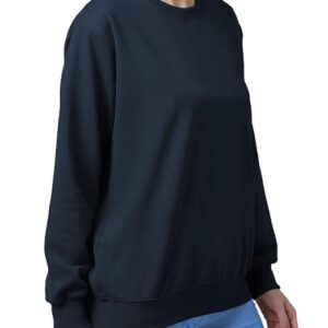Women Cotton Plain Navy Blue Sweatshirt